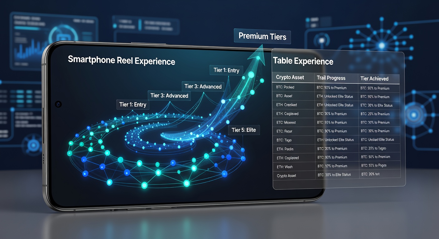 Blockchain transaction paths visualized on smartphone screens showing progression from mobile slots and table games to VIP status