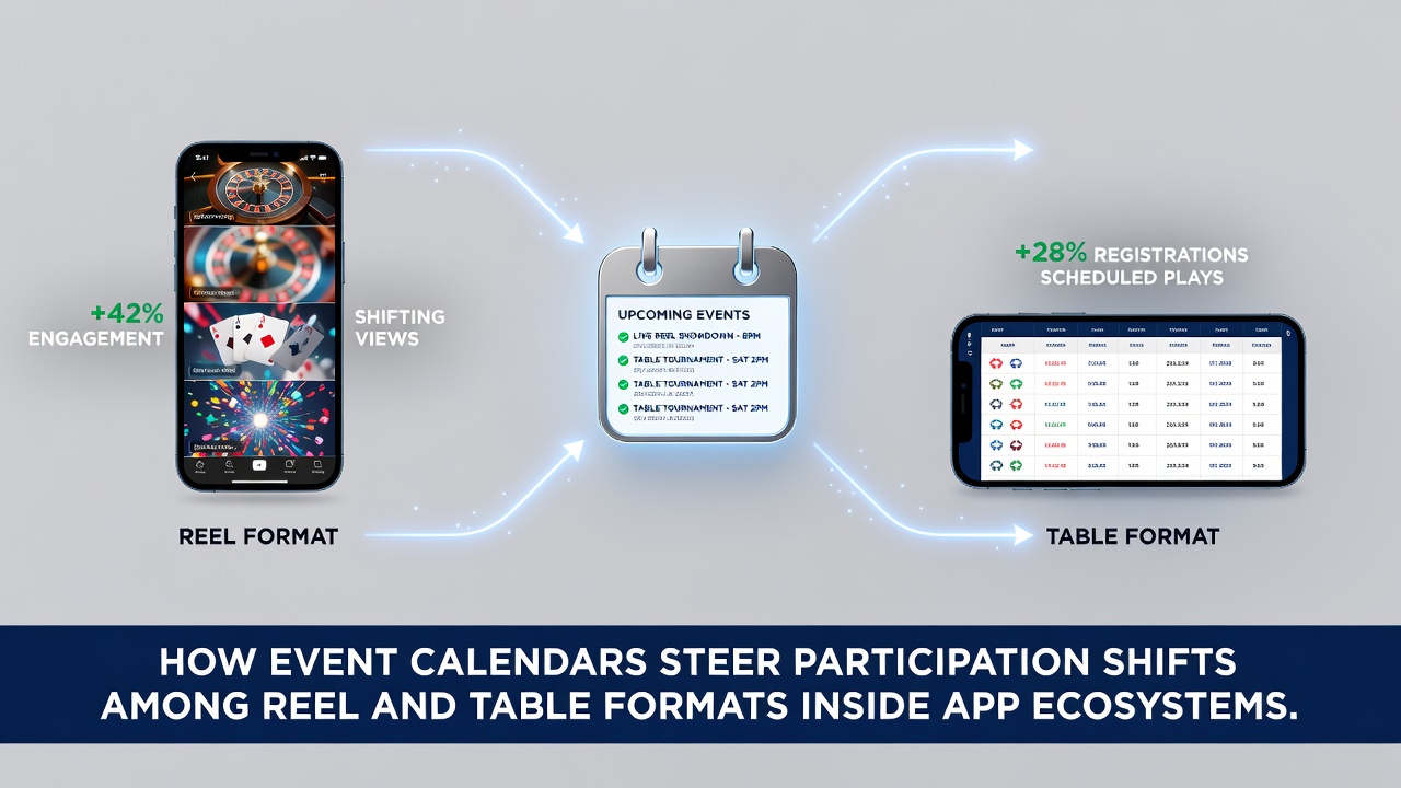 Mobile app screenshot displaying calendar events for slots and live dealer tables