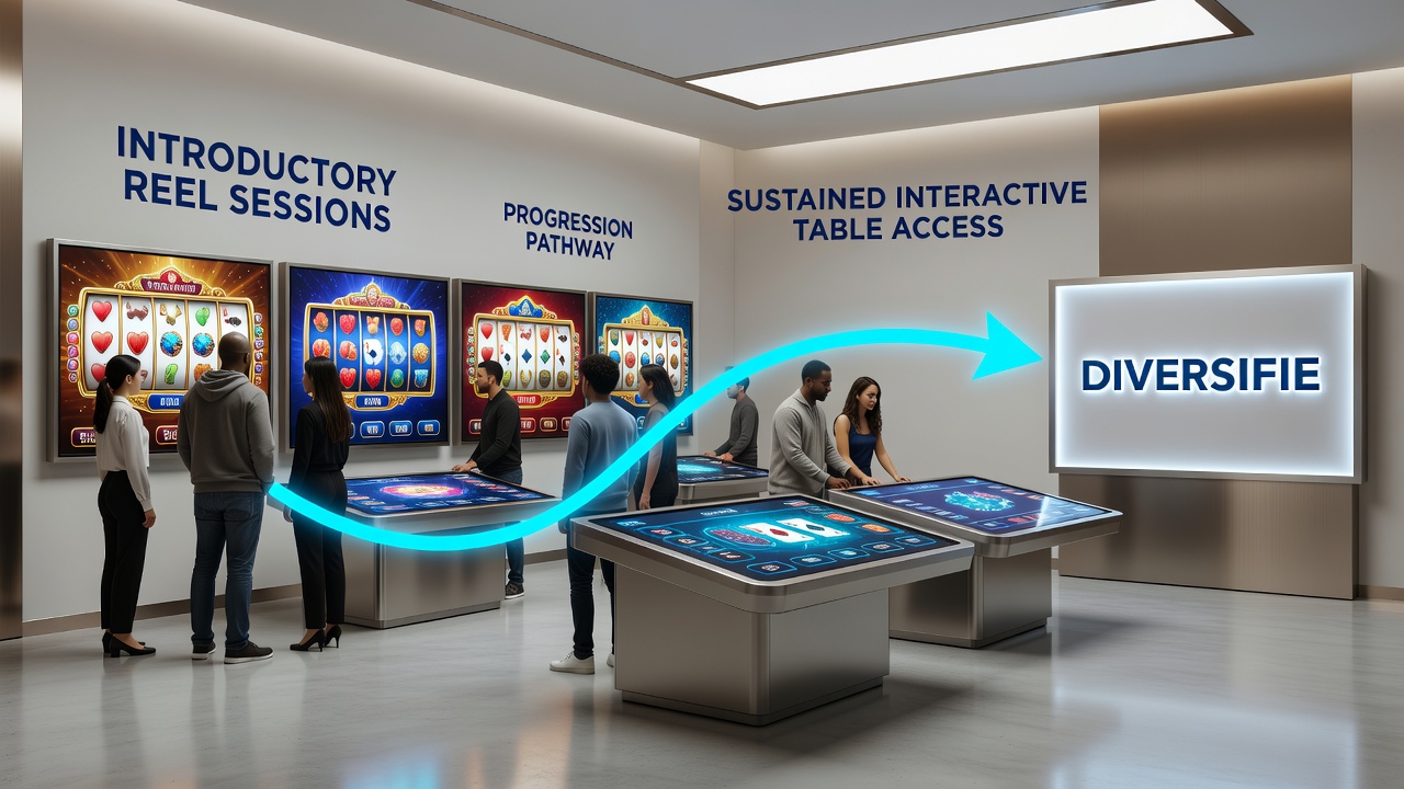 Diversified payment options displayed on mobile screen connecting slots to live table games