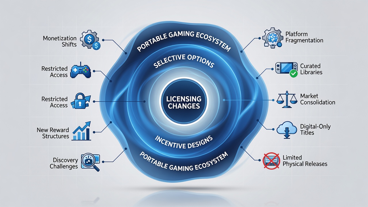 Portable device displaying updated game selection screen with compliance indicators